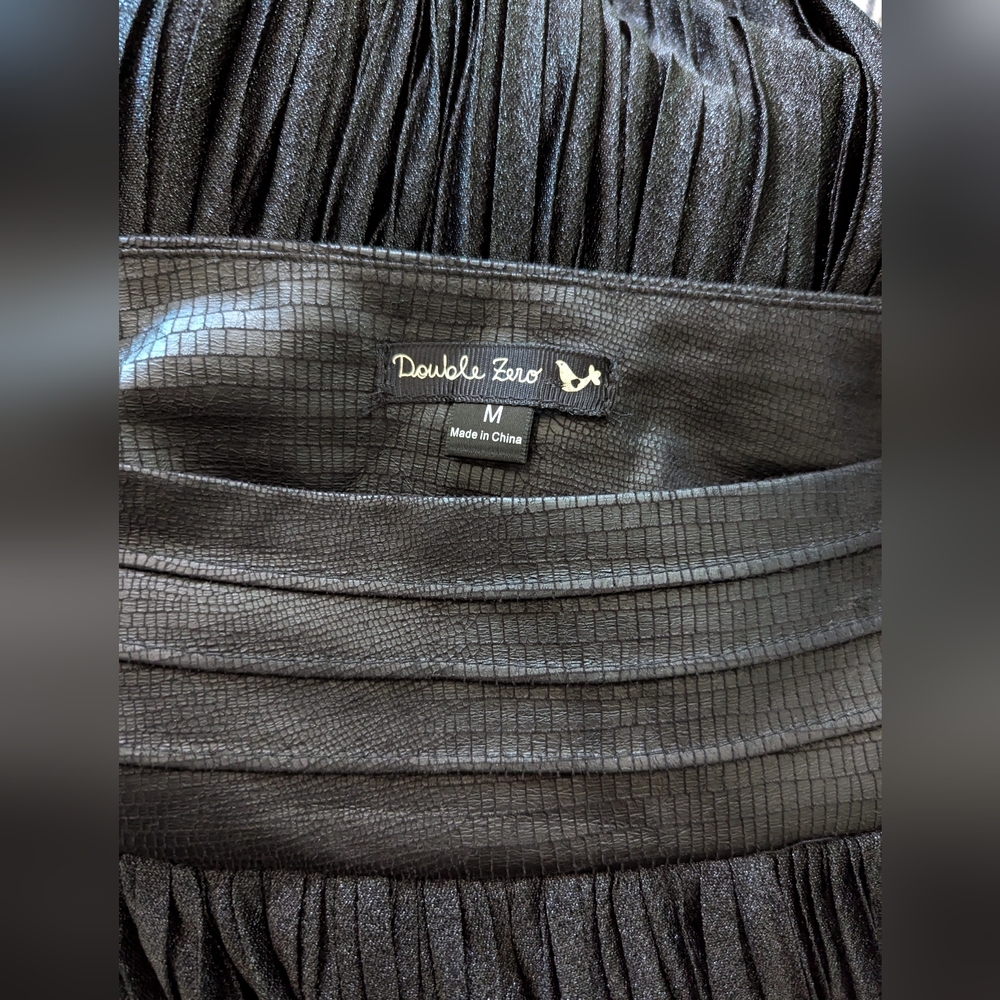 Black Sparkly Long Double Zero Pleated Skirt Size Medium With Short Lined Skirt - Picture 5 of 10